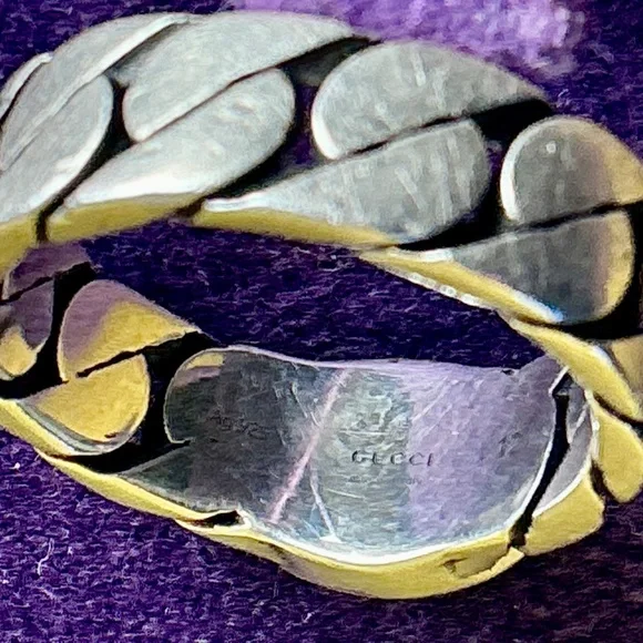 GUCCI Enamel Trio: Blue Interlocking G Necklace & (2) Turquoise Rings - Picture 14 of 16